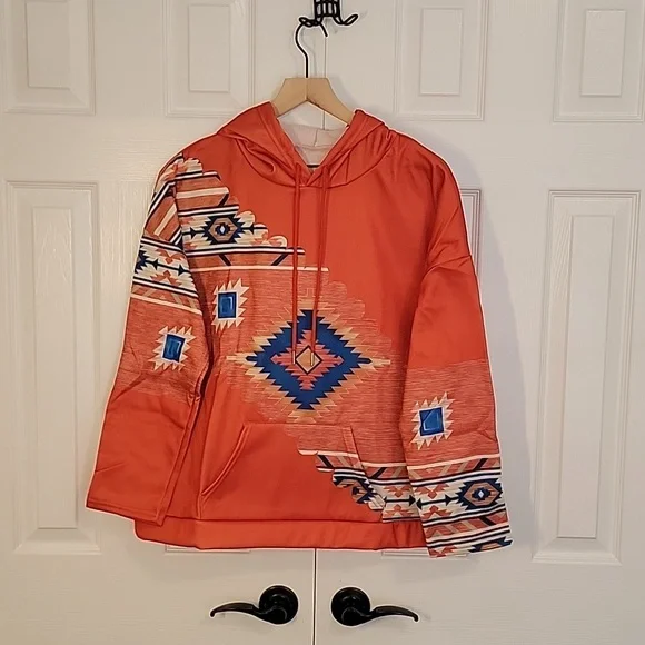 Womens western Aztec sweatshirt with fall colors - Picture 1 of 2